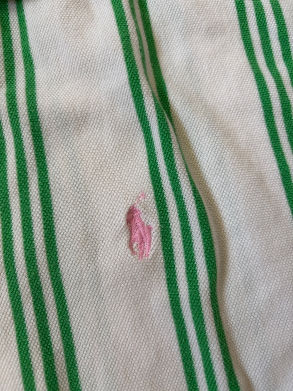 Ralph Lauren White Polo with Green Vertical Stripes - Picture 7 of 7